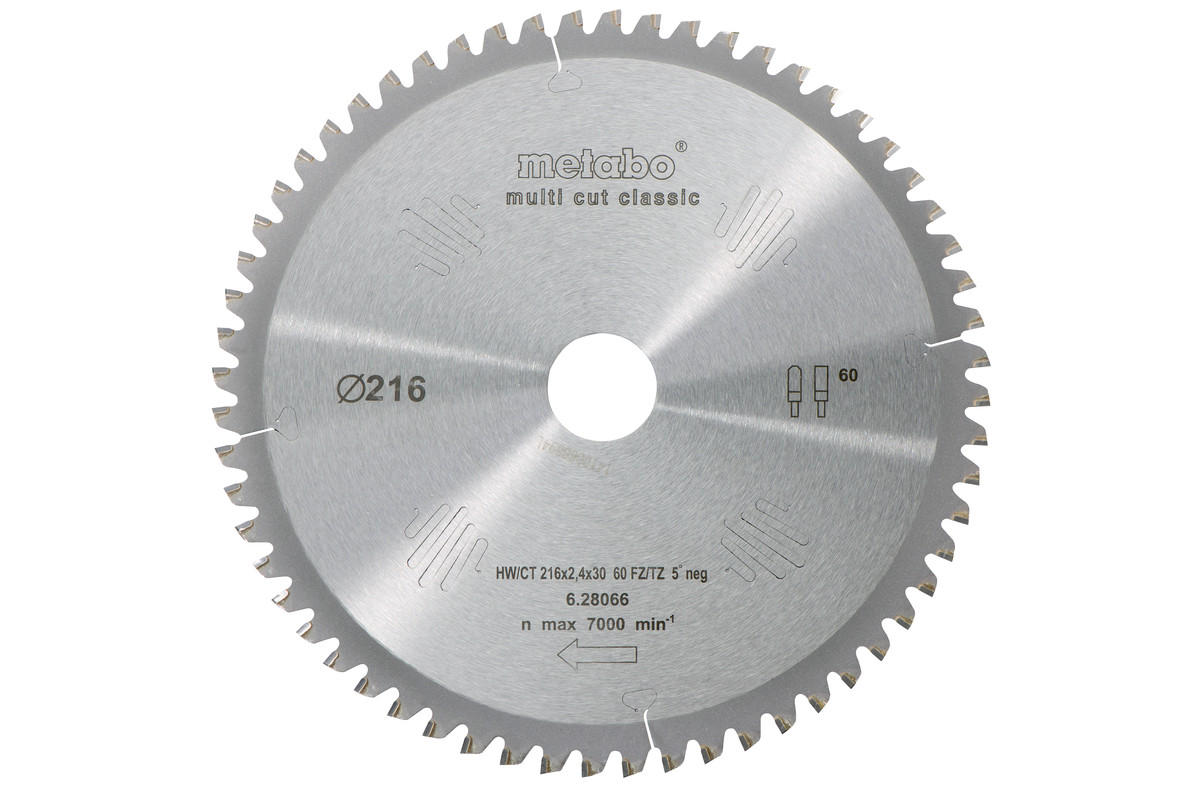 

Metabo Piła tarczowa Hw/ct 216x30 60 Fz/tz ujemny