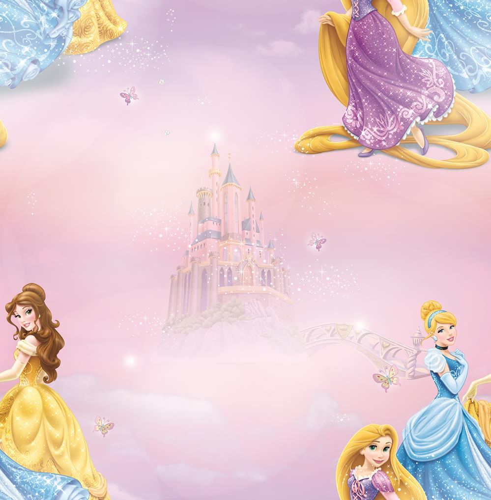 Tapeta Pro Dívku Disney Růžová S Princeznami