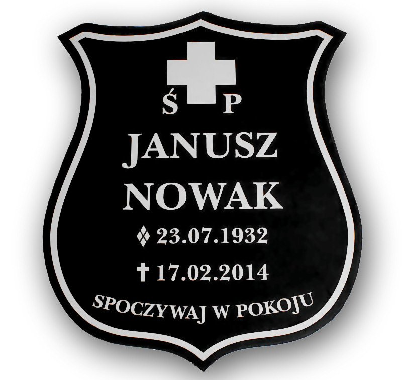 

Tabliczka Nagrobna -tablica Nagrobkowa Duża Tarcza