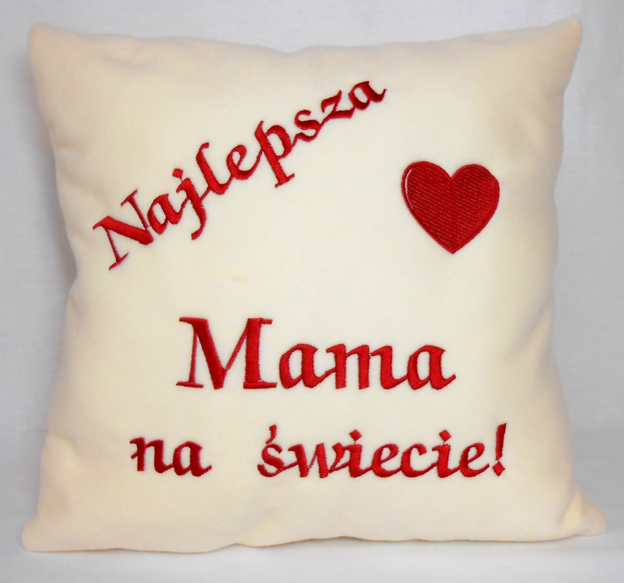 Poduszka z dedykacją haft Prezent DZIEŃ MAMY matki Długość 38 cm