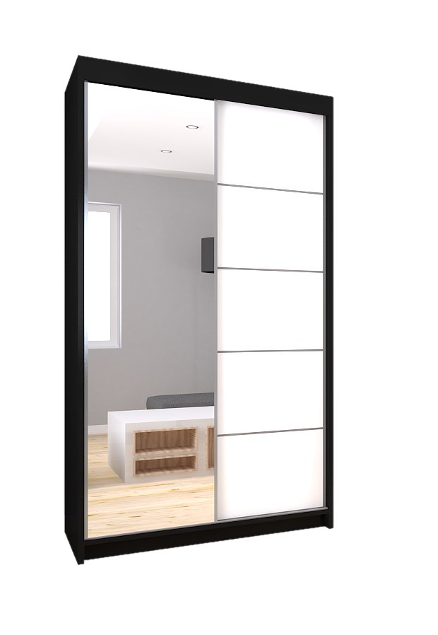 

Szafa Przesuwna biała czarna 120cm lustro Led M120