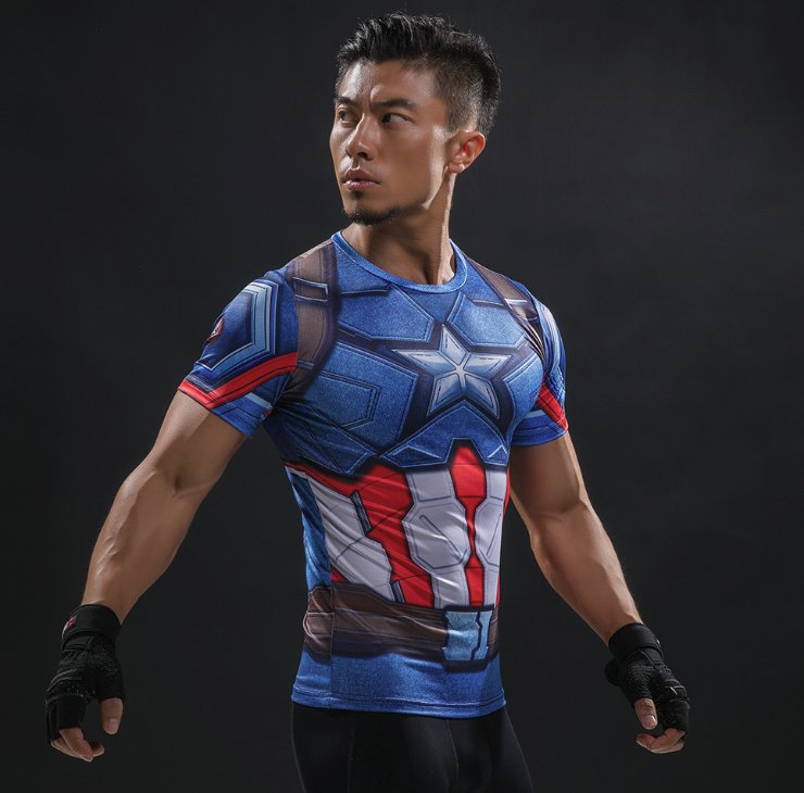 Koszulka termoaktywna na siłownie Avengers L Dekolt okrągły