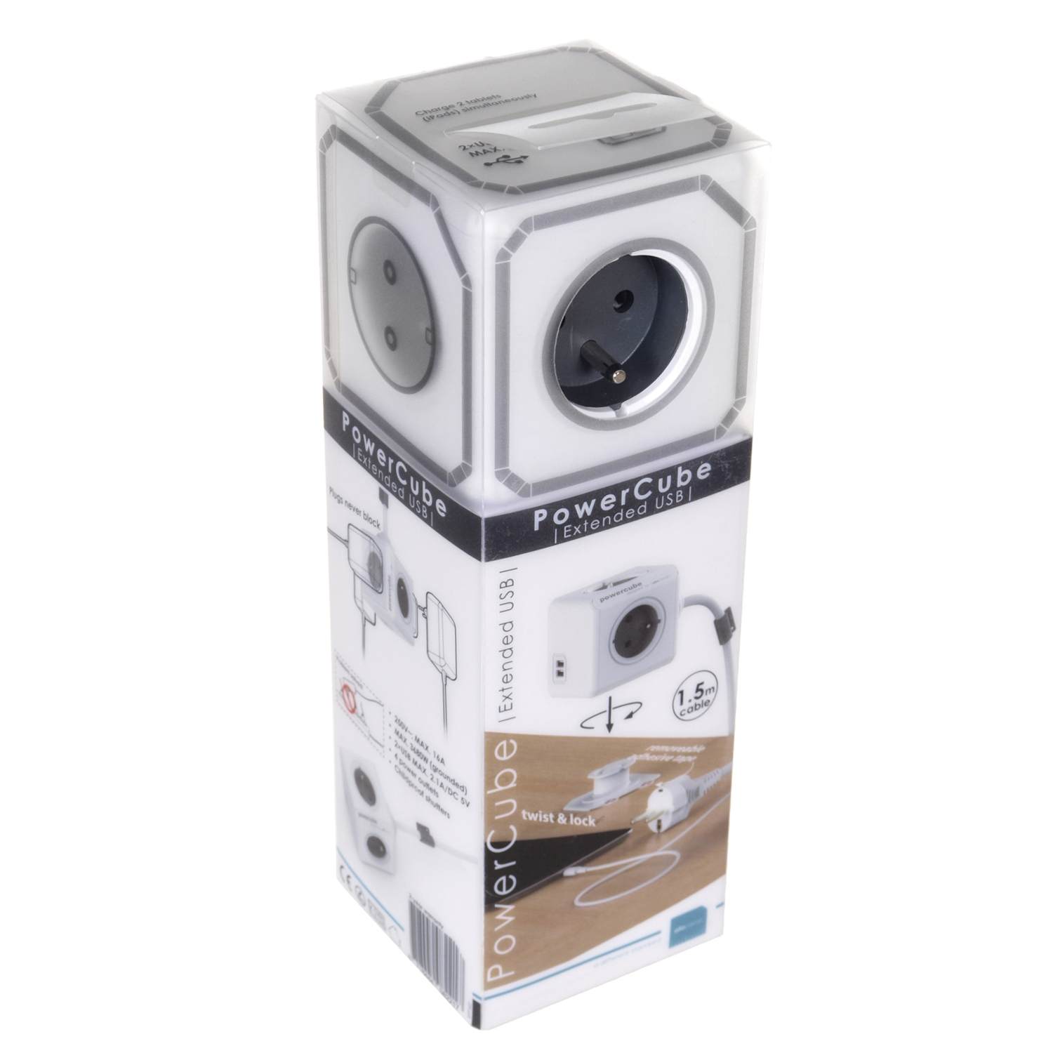 Listwa Przedłużacz PowerCube Extended USB 1,5 m Liczba gniazd 4