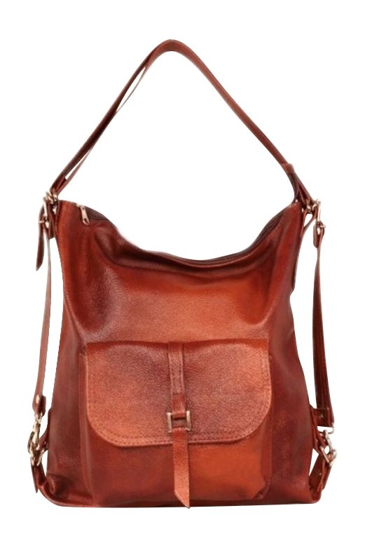 TOREBKA SKÓRZANA PLECAK A4 SKÓRA BRĄZOWO-RUDA HIT! Marka inna