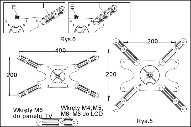 UCHWYT DO LCD/LED 200x400, 300x300 PSW972L Maksymalna wielkość telewizora 40