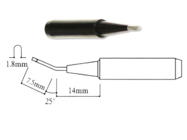 

Grot do stacji Pt Wep T-1.8H 1.8mm ścięty Black Hq