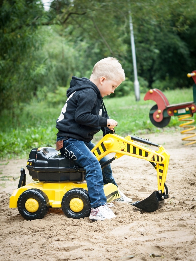 MEGA WIELKA KOPARKA JEŻDZIK +KASK + ŁOPATA Certyfikaty, opinie, atesty CE EN 71