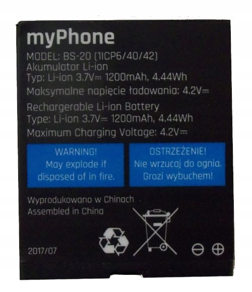 

Oryginalna Bateria Myphone BS-20 Hammer Bow+