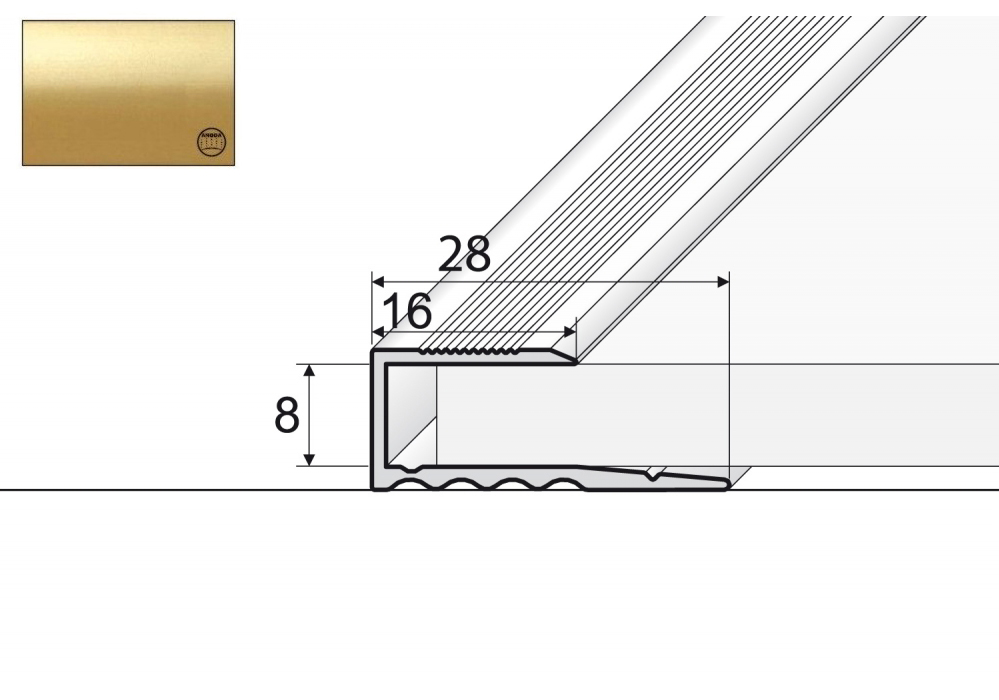 

Aluminiowa listwa zakończeniowa A63, 120cm Złoto