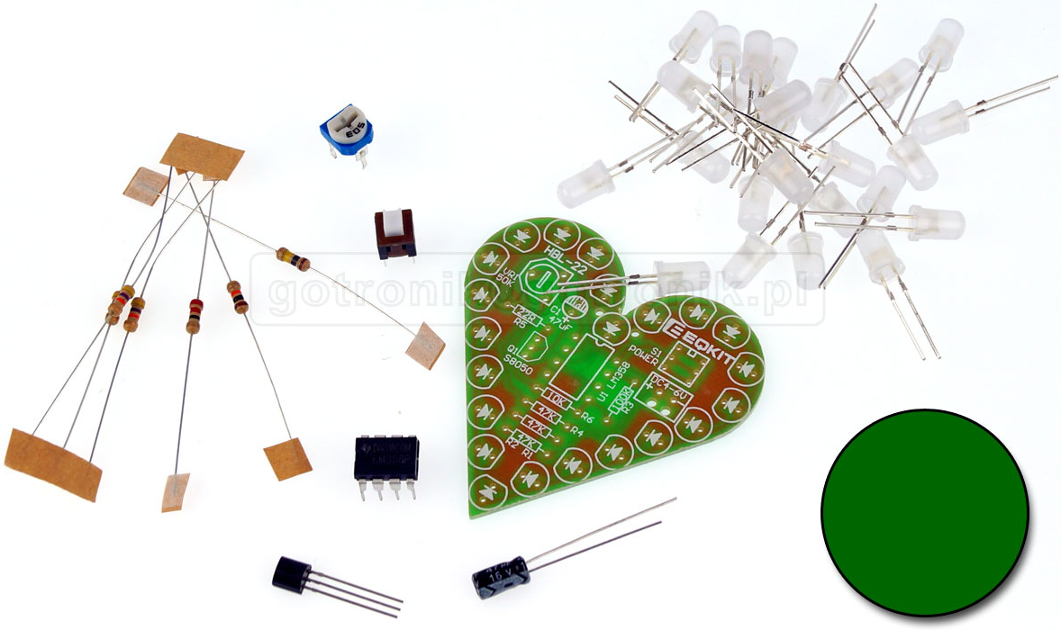 

Migające serce Led zielone - DIY__________ELEK-091