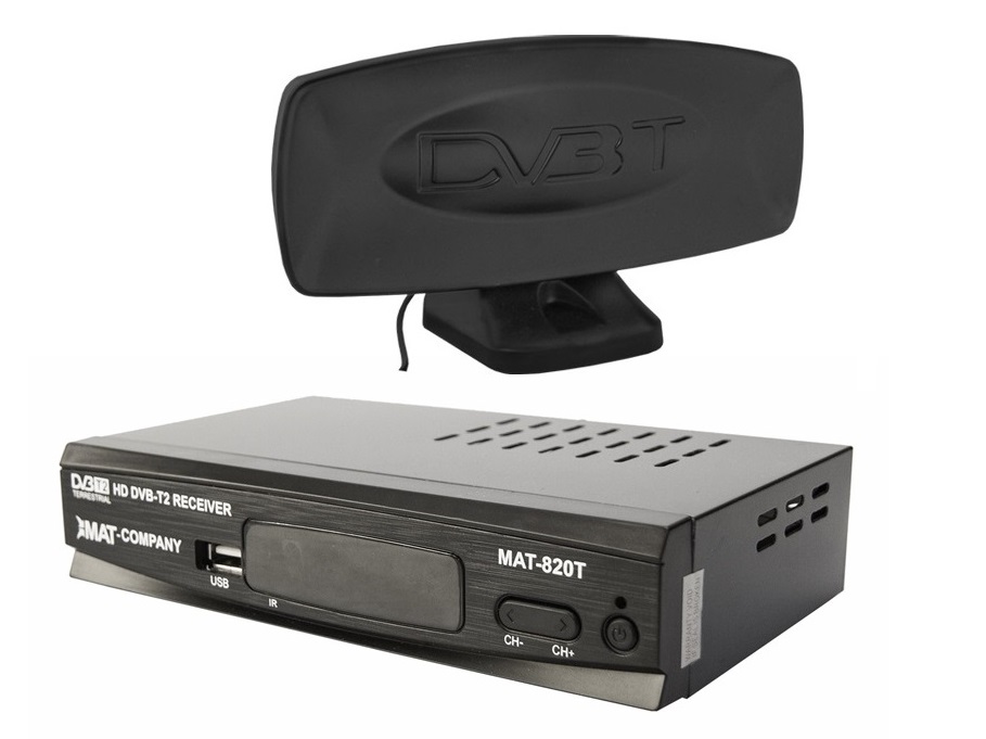 CYFROWY ZESTAW DVB-T ANTENA POKOJOWA+DEKODER/TUNER Marka MAT-COMPANY