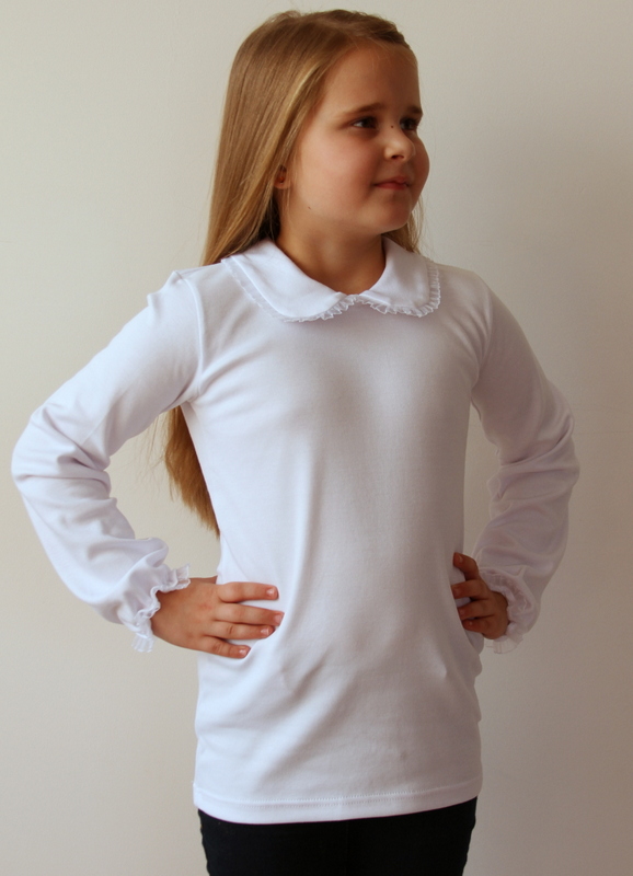 BLUZKA BIAŁA Z KOŁNIERZYKIEM ROZ. 128 - KLAUDYNKA Marka bez marki