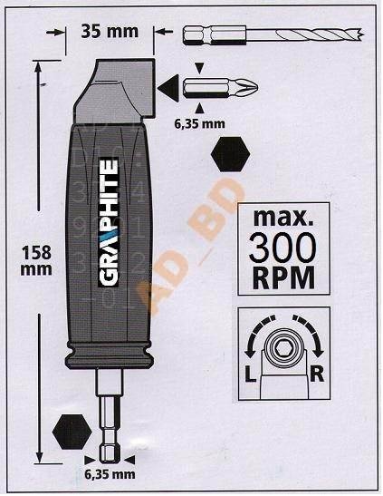PRZYSTAWKA kątowa do wiercenia 90' nasadka 55H931 Moc 0 W
