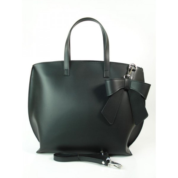 

Włoska Shopper Bag Gwiazd A4 Kokarda Czarna