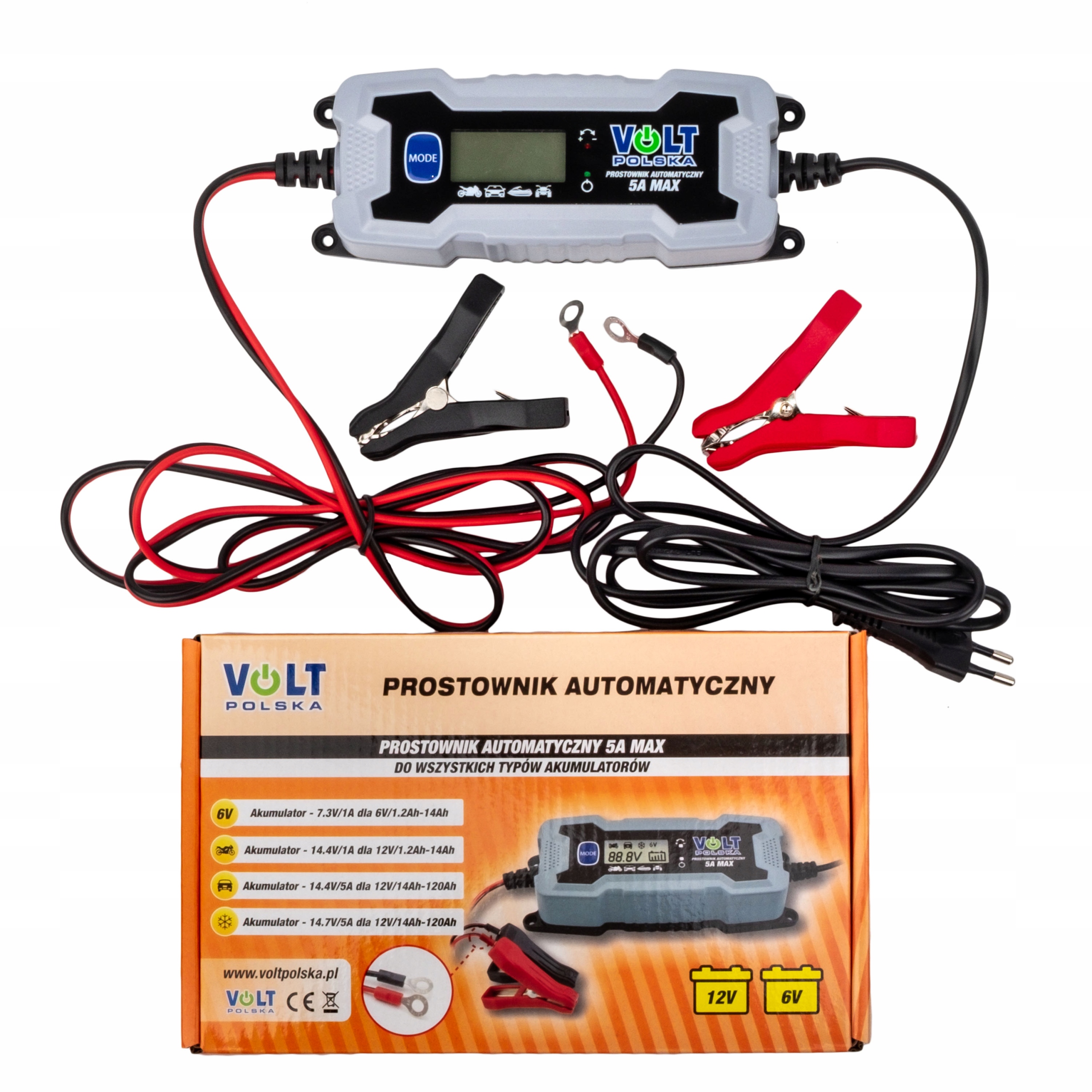 PROSTOWNIK ŁADOWARKA DO AKUMULATORA 6V 12V LCD 5A Марка другое