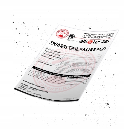 ALKOMAT AL9000 CERTYFIKAT USTNIKI KALIBRACJA Model AL9000