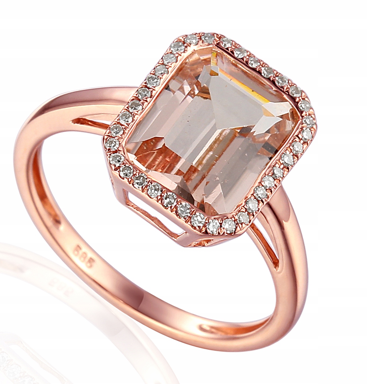 

Złoty 14K Pierścionek Morganit I Diament id R40665