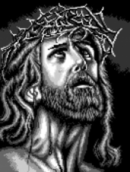 Výšivka křížová sada kanva+mulina+jehly, 30x40 Ježíšek v trnové koruně