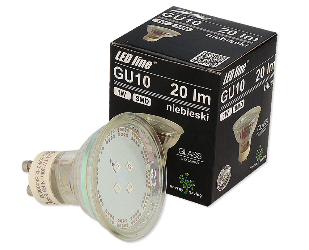 

Żarówka Led GU10 1W Smd niebieska Ledline hurt