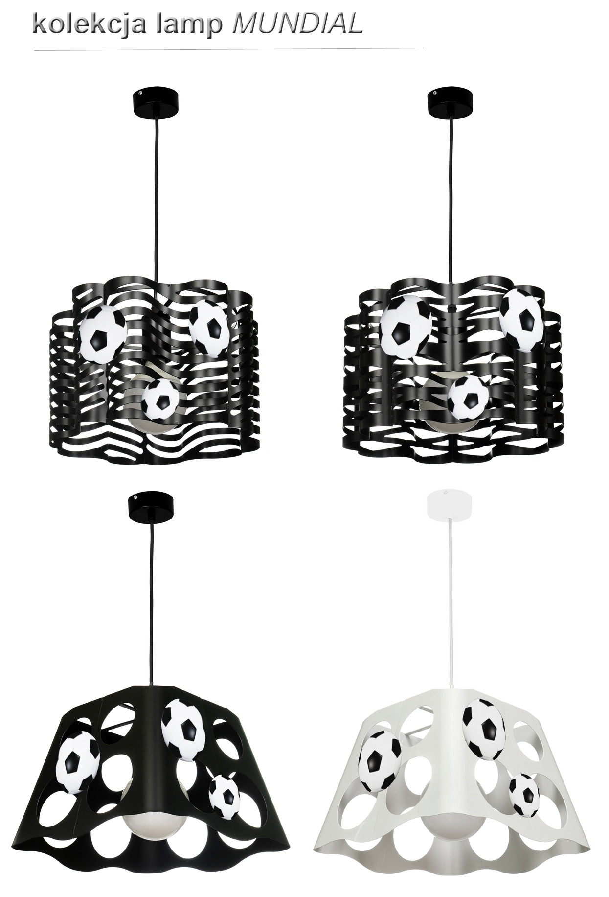 Lampa wisząca MUNDIAL czarna V.3 żarówka LED extra Płeć Chłopcy