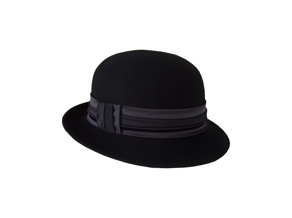 Dámska vlnená plstená čiapka retro čierna 54cm