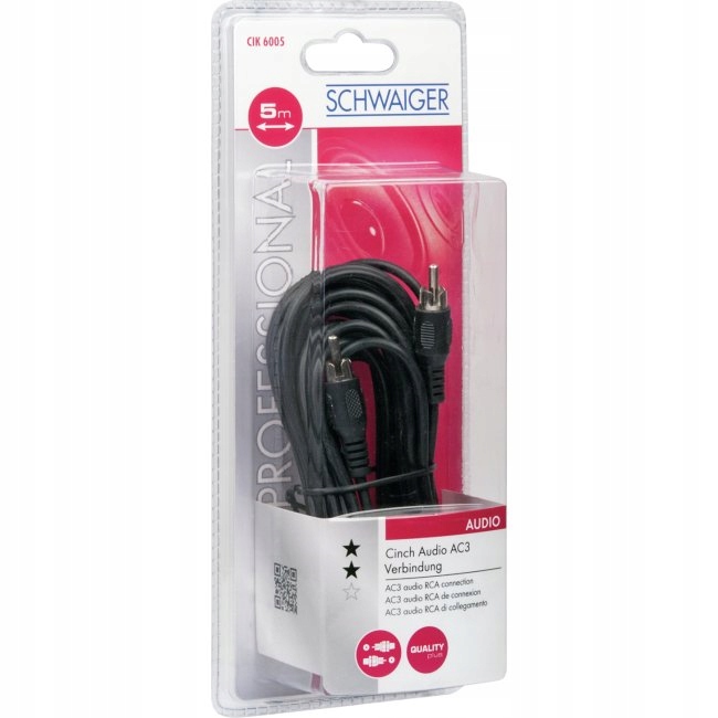 Kabel Przewód 1x Cinch 1x Cinch Rca 5 M