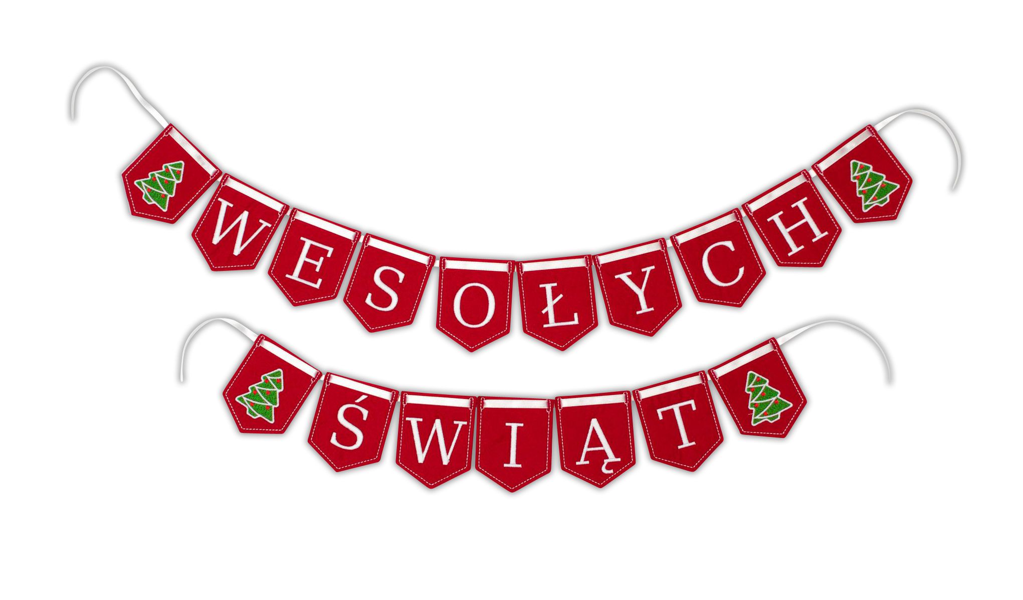 Girlanda Veselé Vánoce vánoční stromek 120 cm Výšivka