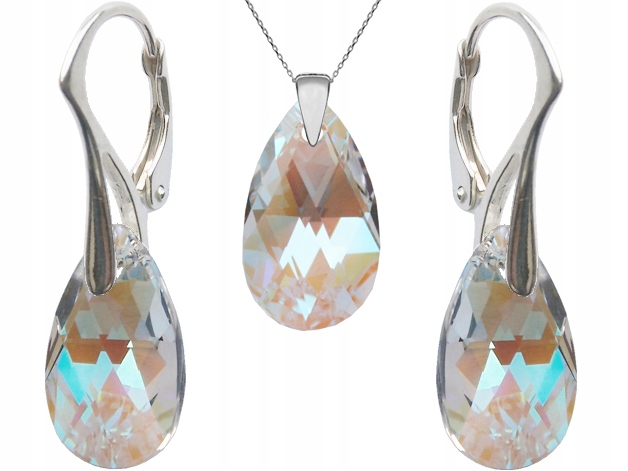 

Komplet Swarovski Migdał 16mm Crystal Blue Ab