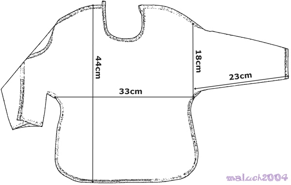 ŚLINIAK z RĘKAWAMI, FARTUSZEK 2-3lata DUŻA KIESZEŃ Marka Libra
