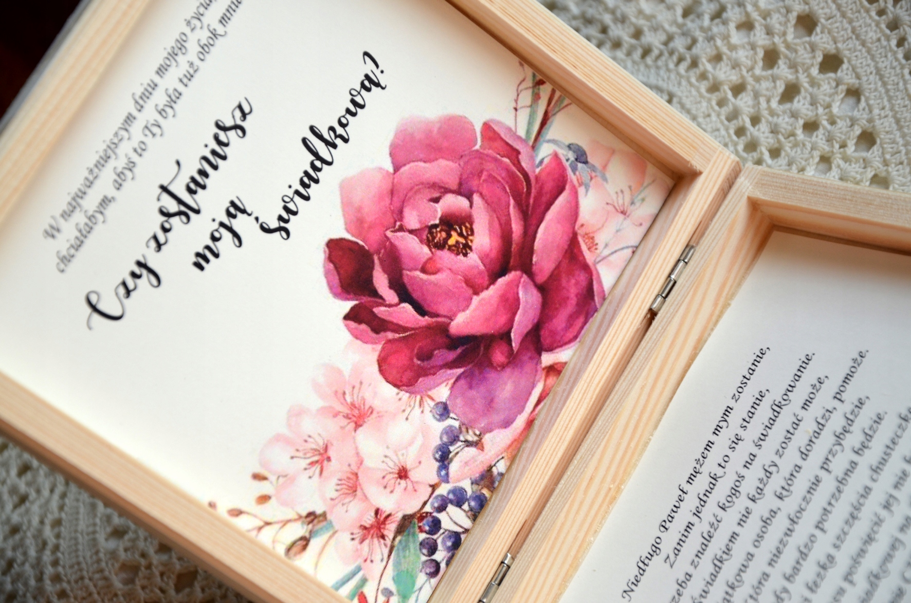 Zaproszenie ślubne dla świadków w pudełku Marka inny