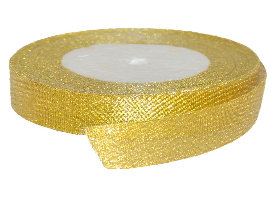Tasiemka Brokatowa 15mm 46m Wstążka Złota