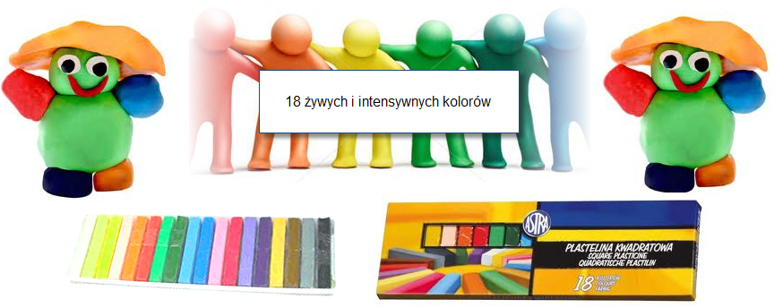 PLASTELINA KWADRATOWA 18 KOL. ASTRA Marka Astra