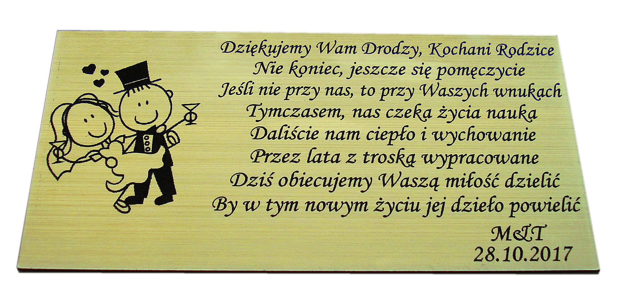 

Tabliczka 10x7 z dedykacją do naklejenia Grawer