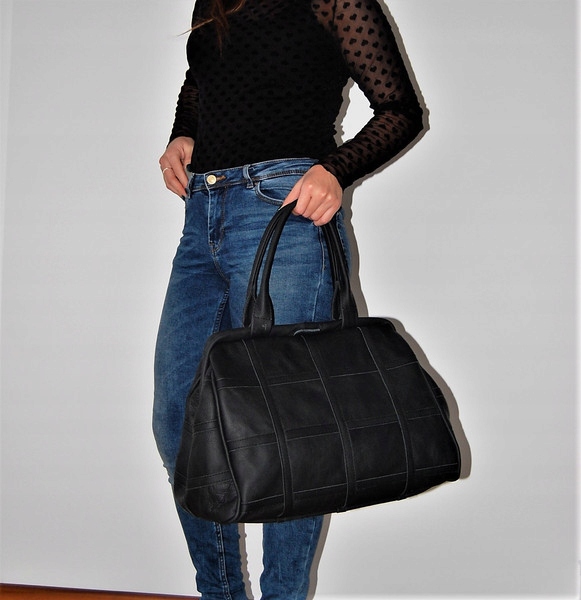 DUŻA TOREBKA ZE SKÓRY NATURALNEJ - KUFER Materiał dominujący skóra naturalna