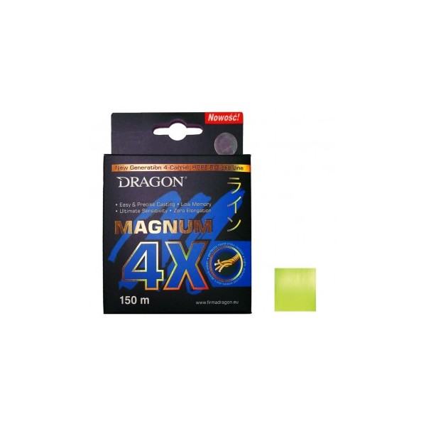 Plecionka Dragon Magnum 4X Żółta Fluo 150m 0.10mm