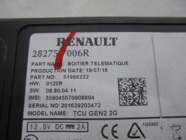 RENAULT MEGANE IV MODUL TCU Numer katalogowy części 282757006R