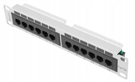 

Patch Panel 12x 10'' 1U KAT.5e Utp szary Lanberg