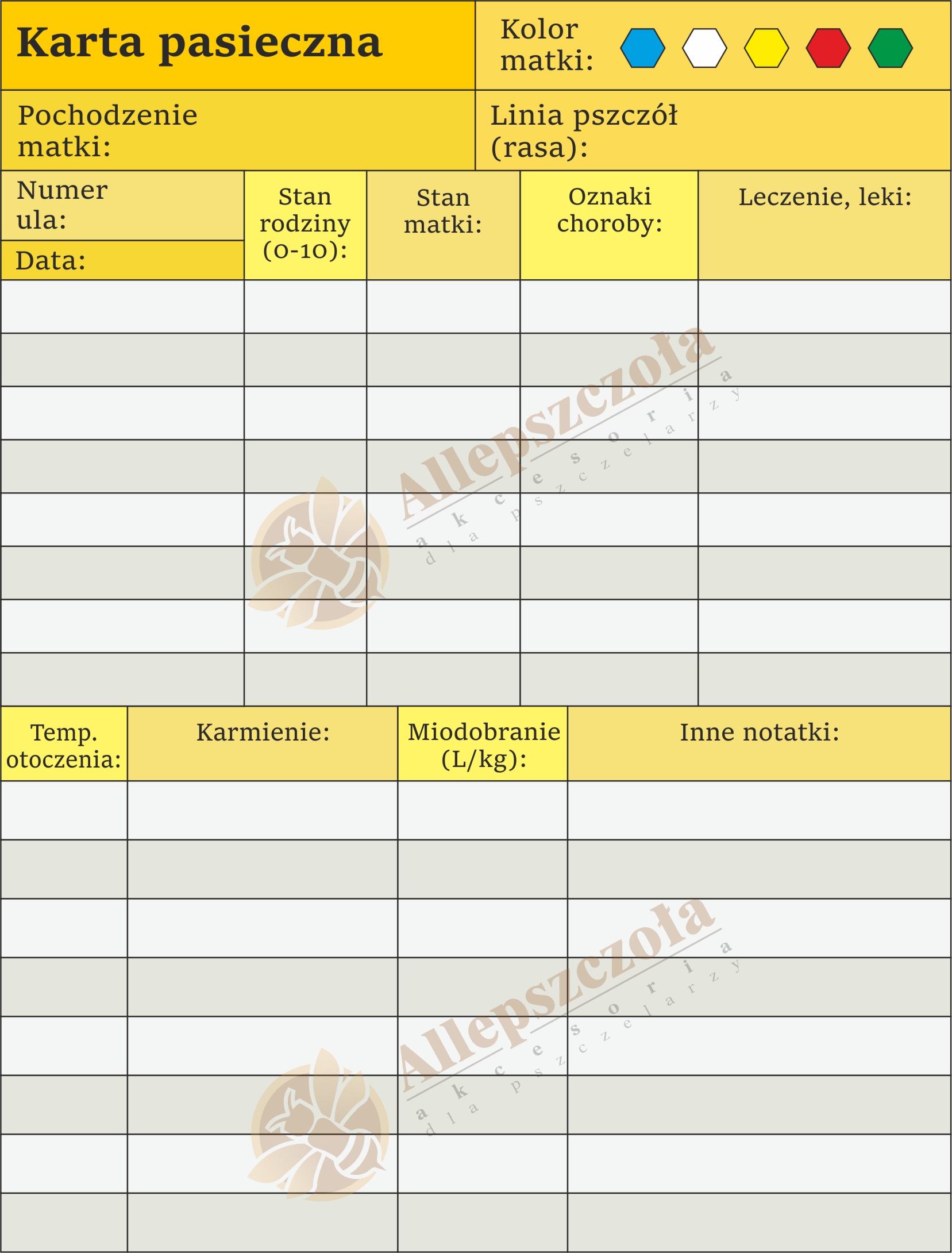 

Karta pasieczna Duża Foliowana Wieloletnia 1 szt