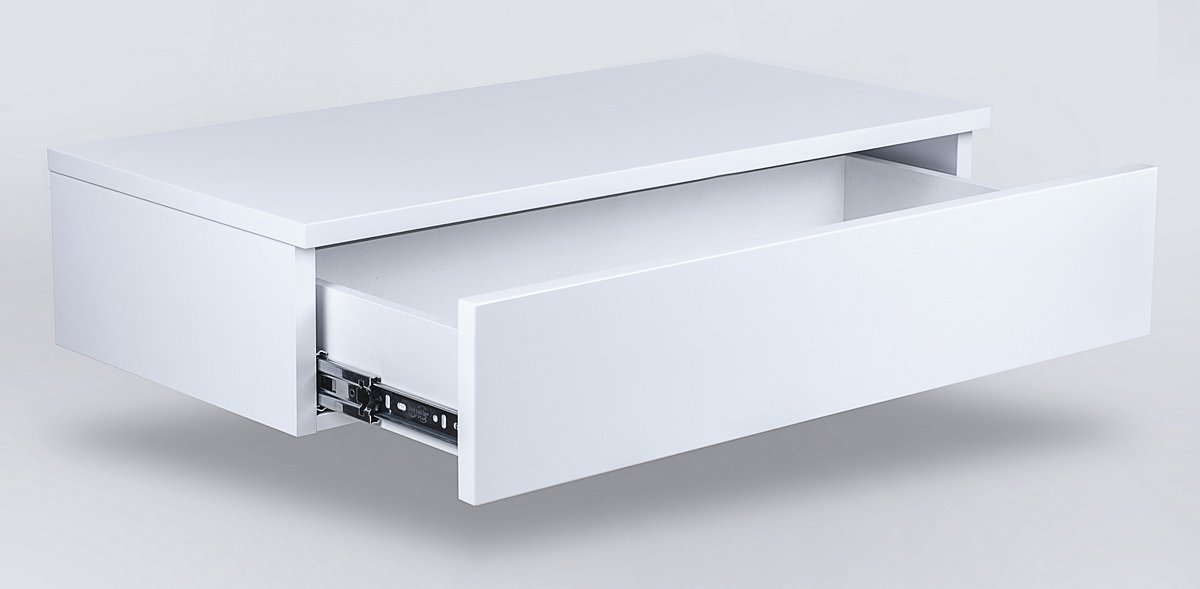 Biała lakierowana konsola wisząca do przedpokoju Szerokość mebla 70 cm