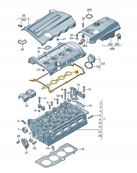 USZCZELKA POKRYWY ZAWOROW AUDI VW SKODA SEAT 1 8T Parts manufacturer Audi original OE