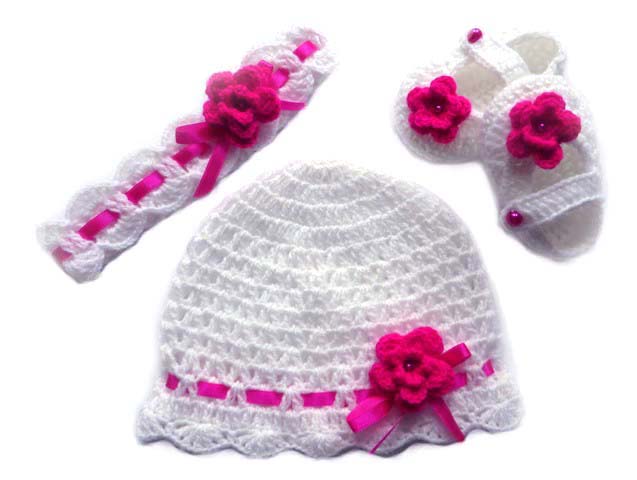 

Butki+czapka+opaska prezent baby shower Rękodzieło