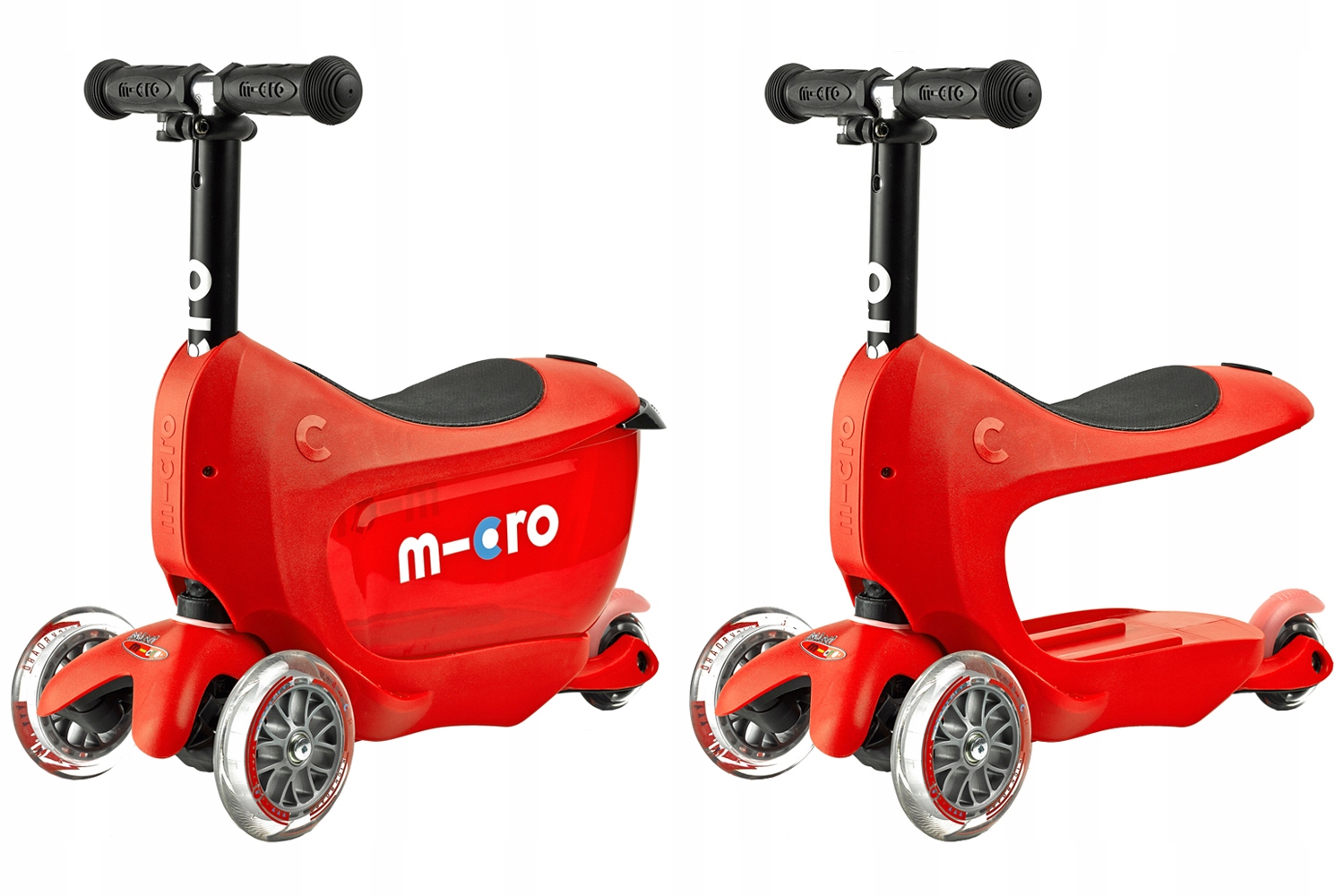 Go micro. Трехколесный самокат Micro mini2go Deluxe Plus красный