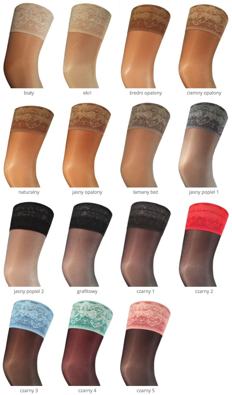 NOWE KOLORY_POŃCZOCHY SAMONOŚNE 20 DEN rozmiar 6 Marka Inna marka