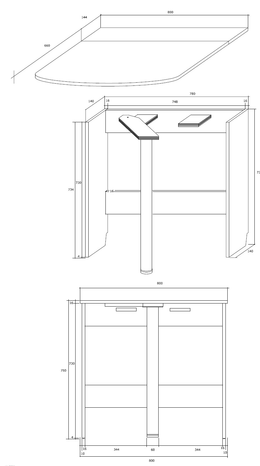 Stół Składany Ścienny Expert 6 Olcha Głębokość mebla 81 cm