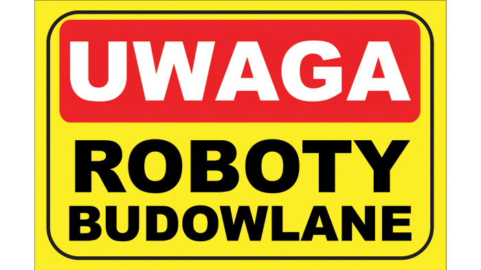 NAKLEJKA UWAGA - ROBOTY BUDOWLANE 40x30 cm Kod producenta Naklejki