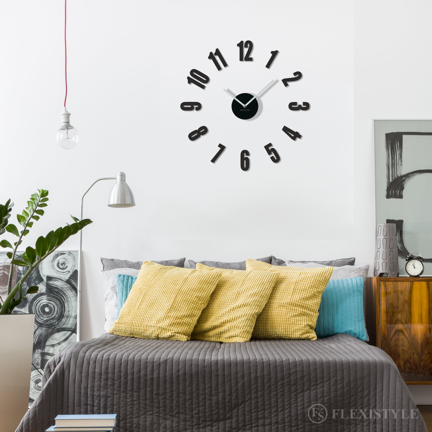 Duży zegar ścienny DIY cichy 75cm na ścianę polski Szerokość całkowita 30 cm