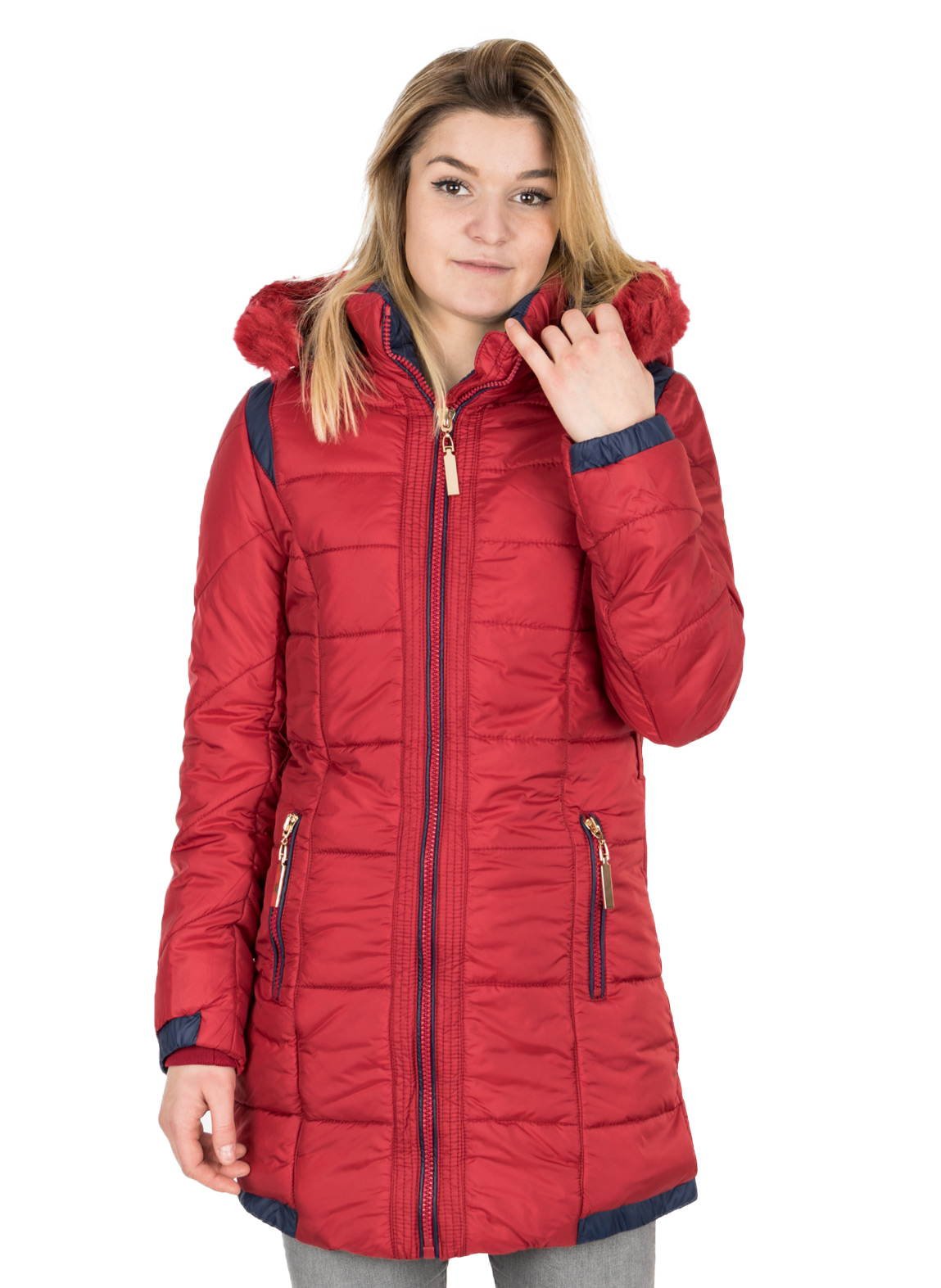 Płaszczyk Damski Kurtka z Kapturem 6806 L Czerwon