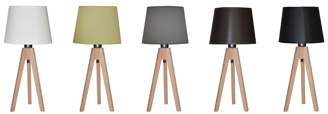 Lampka Nocna Stołowa Drewniana Trójnóg Szara SVEA Marka inna