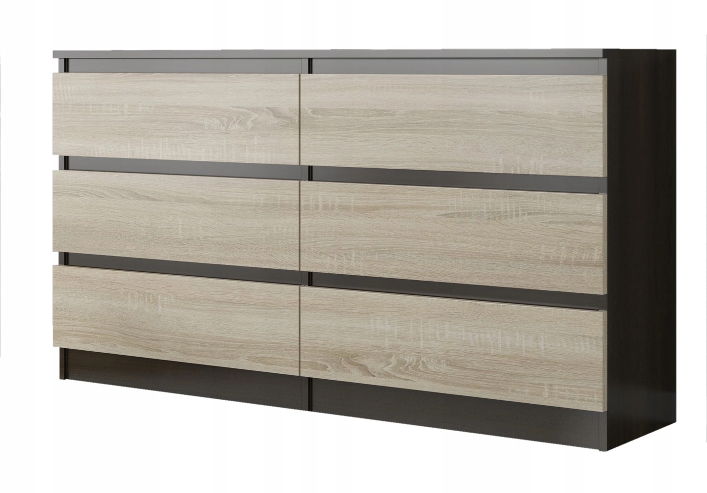 KOMODA 120CM SZAFKA 6 SZUFLAD WENGE MIX Sonoma PL Głębokość mebla 30 cm