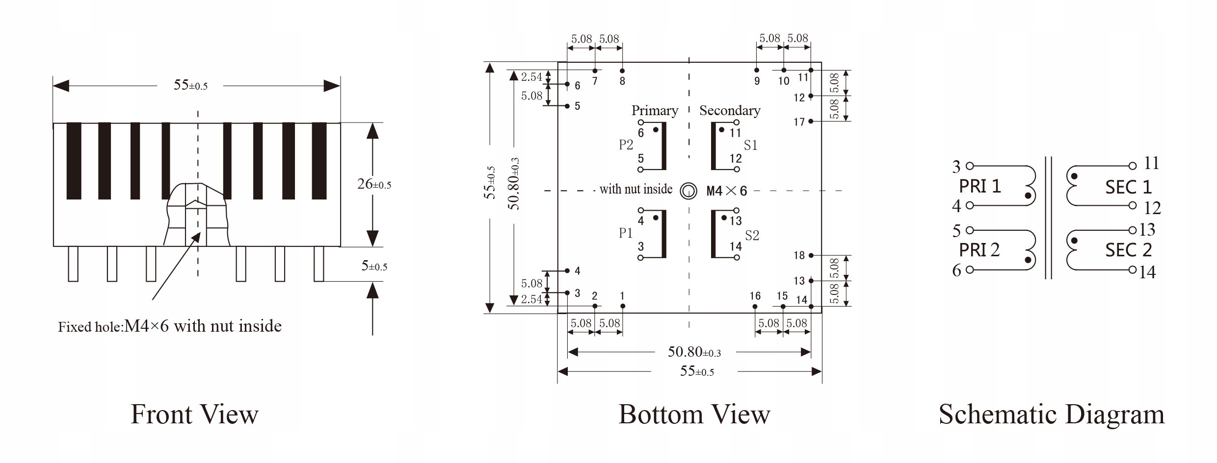 PTC10-10VA-110V*2/7V*2 Transformator EAN (GTIN) 8706433170168